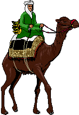 Kani Lulu während eines Bananentransportes auf seinem Kamel