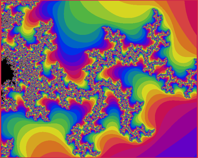 Mandelbrot picture »The four infinite continents«. Bigger
extent of 85¼ KB