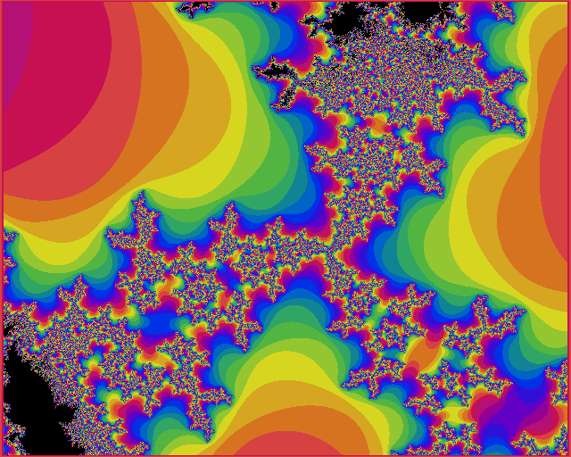 Mandelbrotbild »Die drei Fronten«. Grösserer Umfang von
83¼ KB